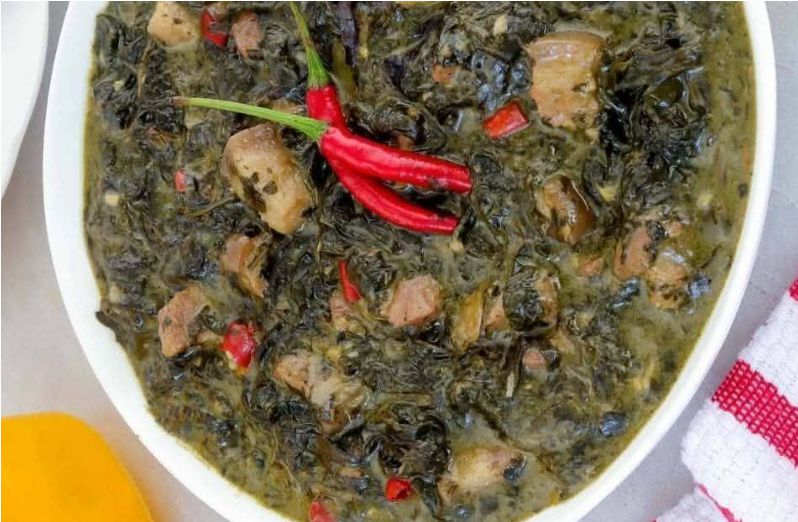 Laing traditional Filipino cassava leaves dish
