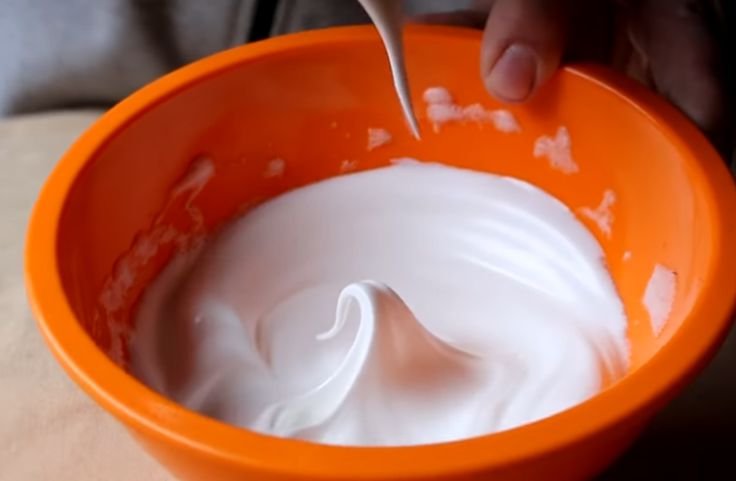 Egg white whisked until pasty