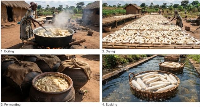 The four ways of remove cyanide from the cassava root