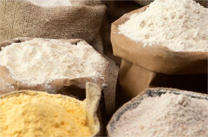 Displayed Cassava Flour vs All-purpose flour