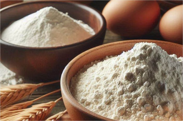 A depiction of Cassava flour vs wheat flour