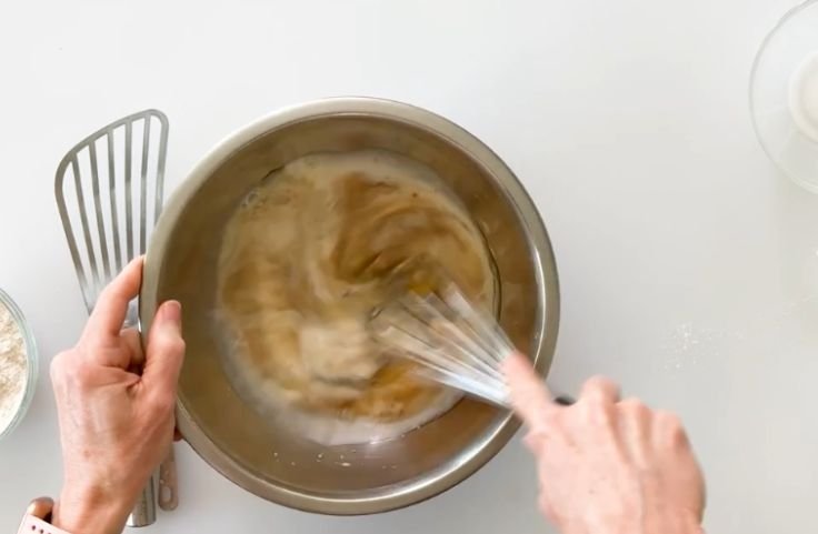 Whisking the wet ingredients