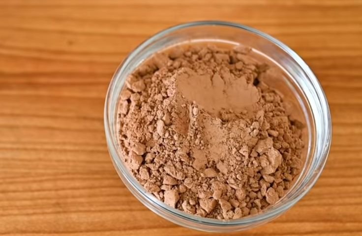 A cup of cocoa powder