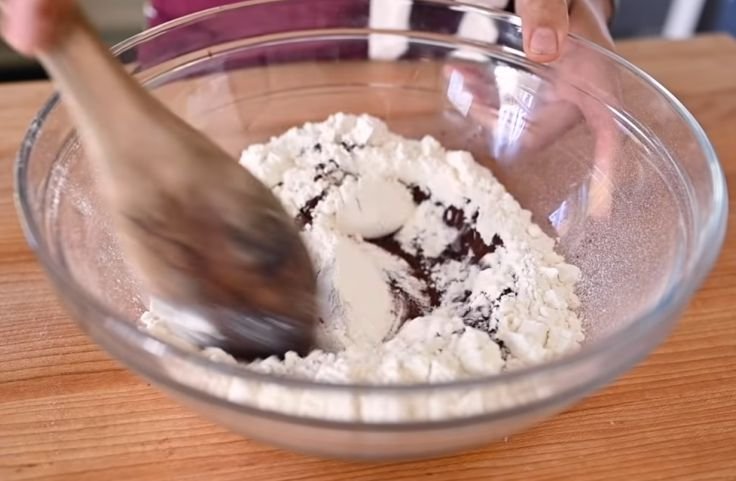 Mixing dry ingredients for Cassava Flour Brownies