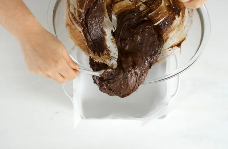 Transferring batter into a baking pan