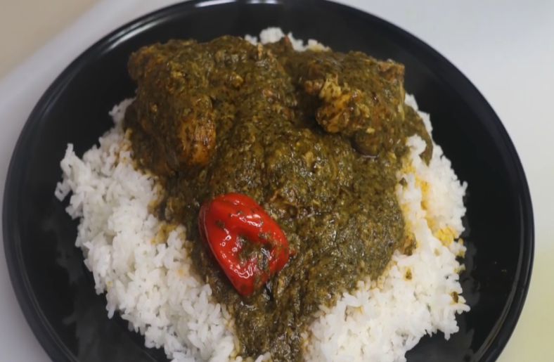 Well-cooked cassava leaves soup