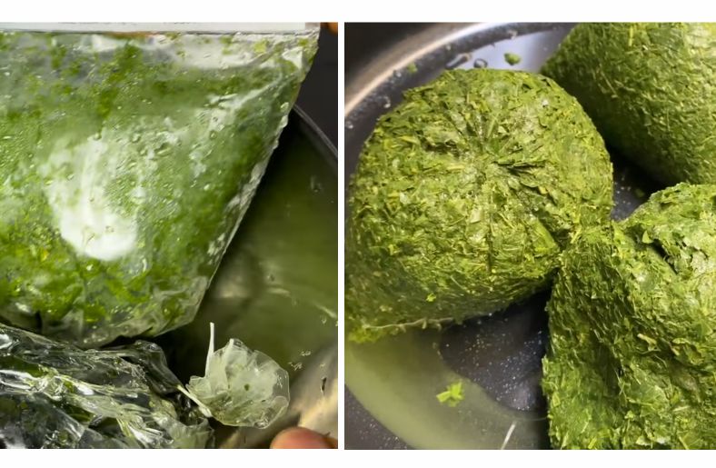Two types of Frozen Cassava Leaves