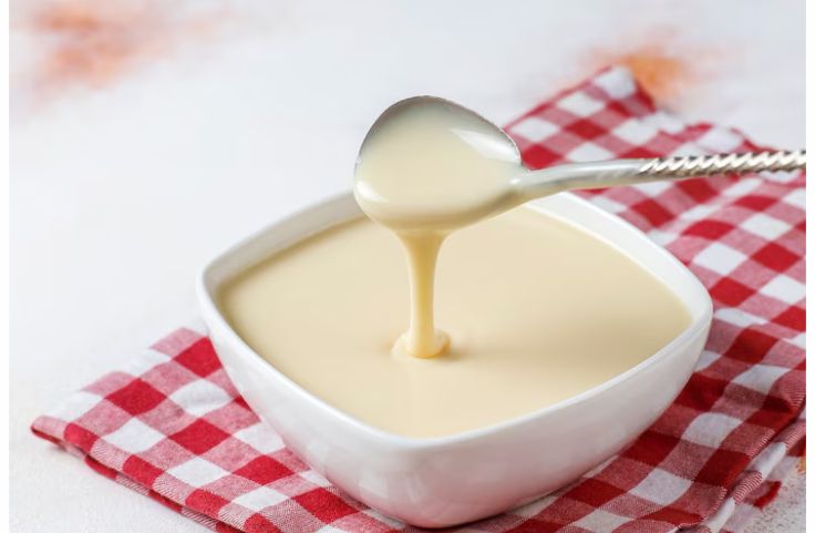 A bowl of condensed milk for the Filipino cassava pie