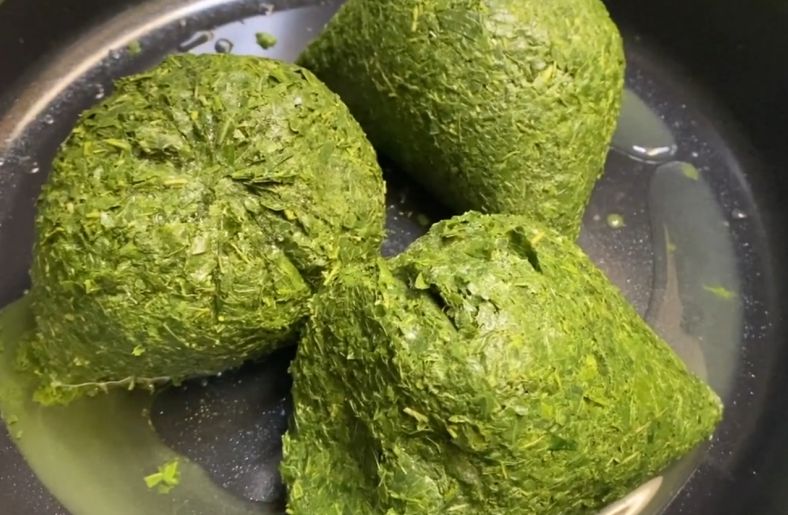 Uncooked cassava leaves