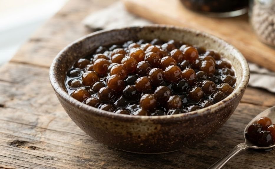 A bowl of boba pearls