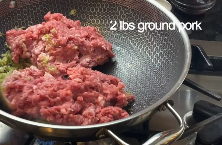 Adding ground pork