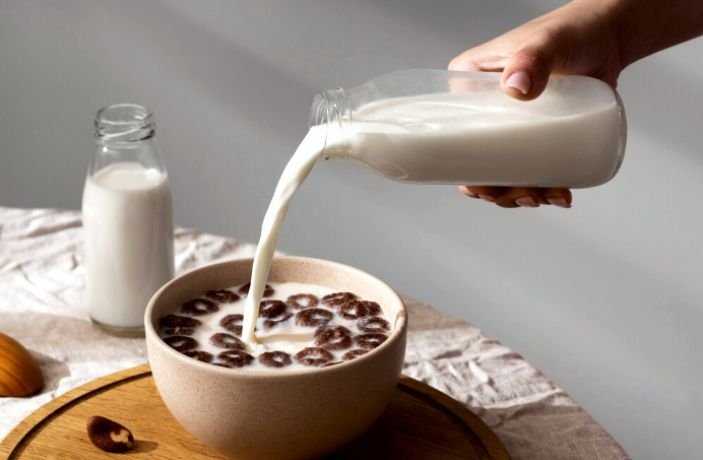 Milk as one of the ingredients in tapioca pudding