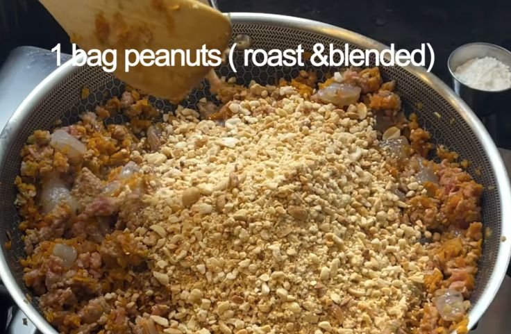 Roasted and blended peanuts added