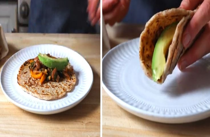 Freshly made tapioca tortillas with fillings