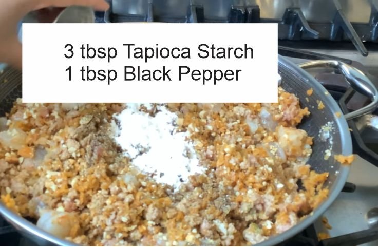 Adding tapioca starch and black pepper