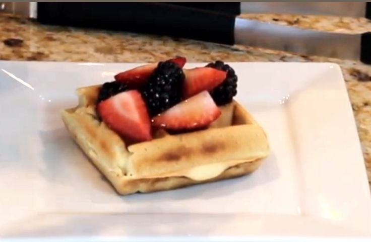 Cassava flour waffle served with toppings