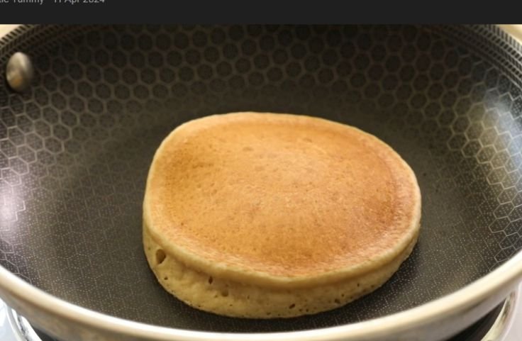 cassava flour pancake almost done on pan
