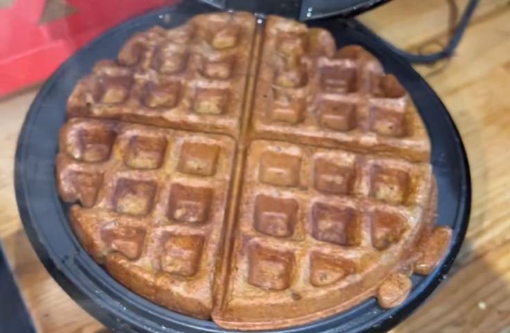 Well-cooked vegan cassava flour waffle