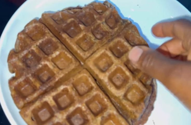 Served vegan cassava flour waffle without eggs