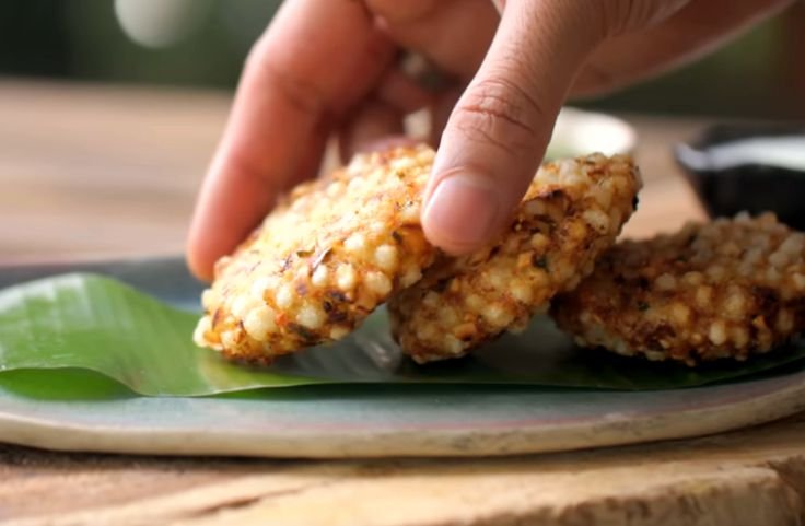 Sabudana vada removed from hot oil