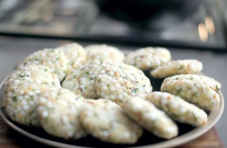 Shaped sabudana vada before frying