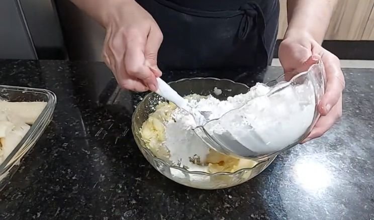 Add cassava flour to the cassava gnocchi dough