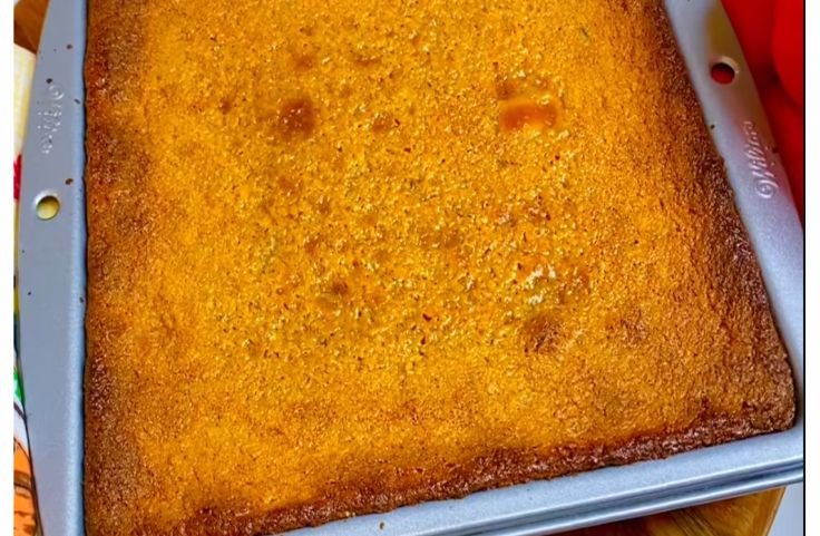 Baking the pone mixture in a baking pan