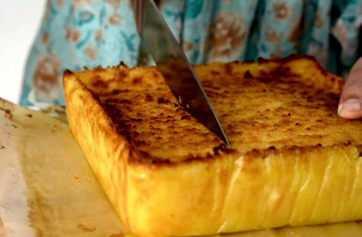 Baked grated cassava cake fresh from the oven