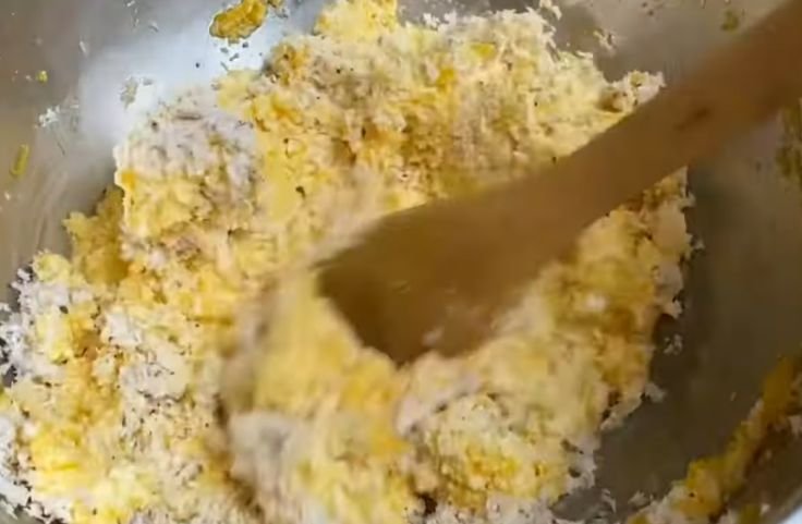 Mix all the ingredients for cassava pone together