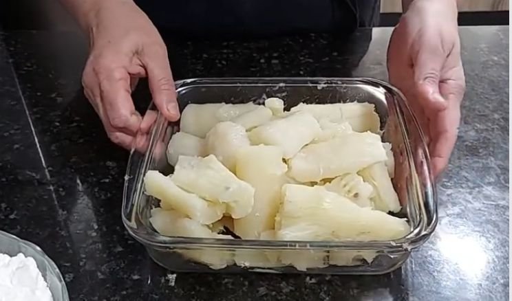 Boiled cassava roots for cassava flour gnocchi