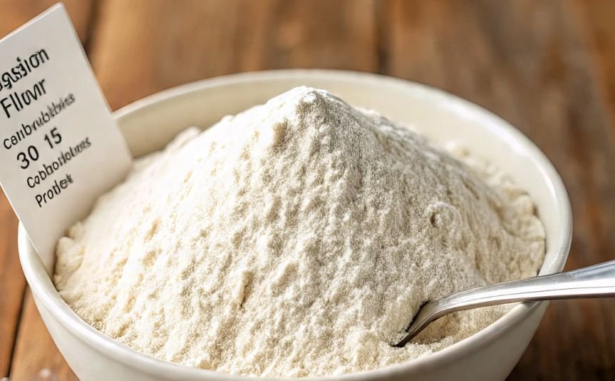 A bowl of flour from cassava depicting Cassava Flour Nutrition Facts and Calories