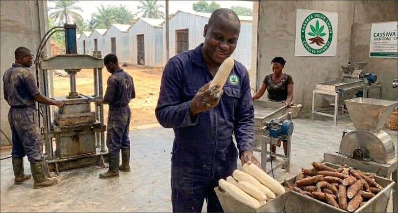 Author - Chimeremeze Emeh in his local cassava processing plant