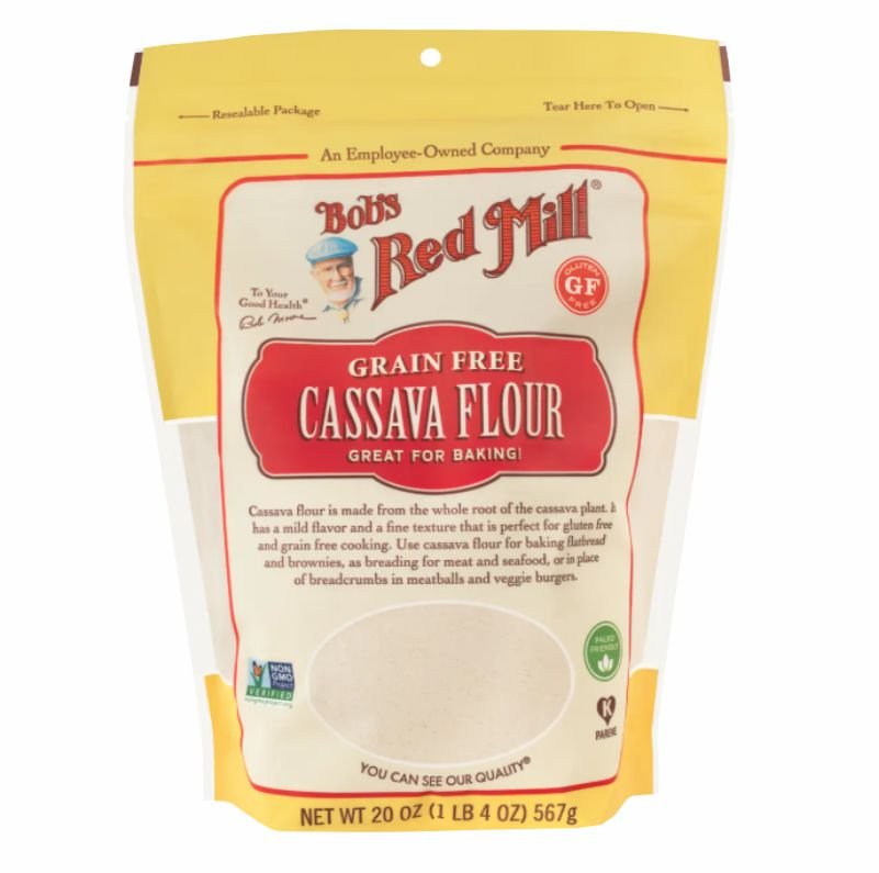 A bag of Bob's Red Mill cassava flour