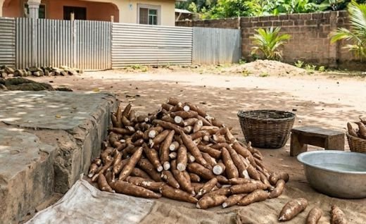 A heap of freshly harvested cassava roots from my hometown in Abia State, Nigeria